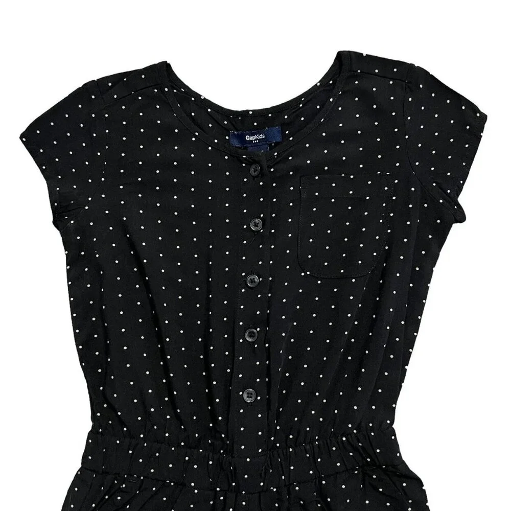 Gap Kids XS (4-5Y) Black Polkadot Jumpsuit Romper